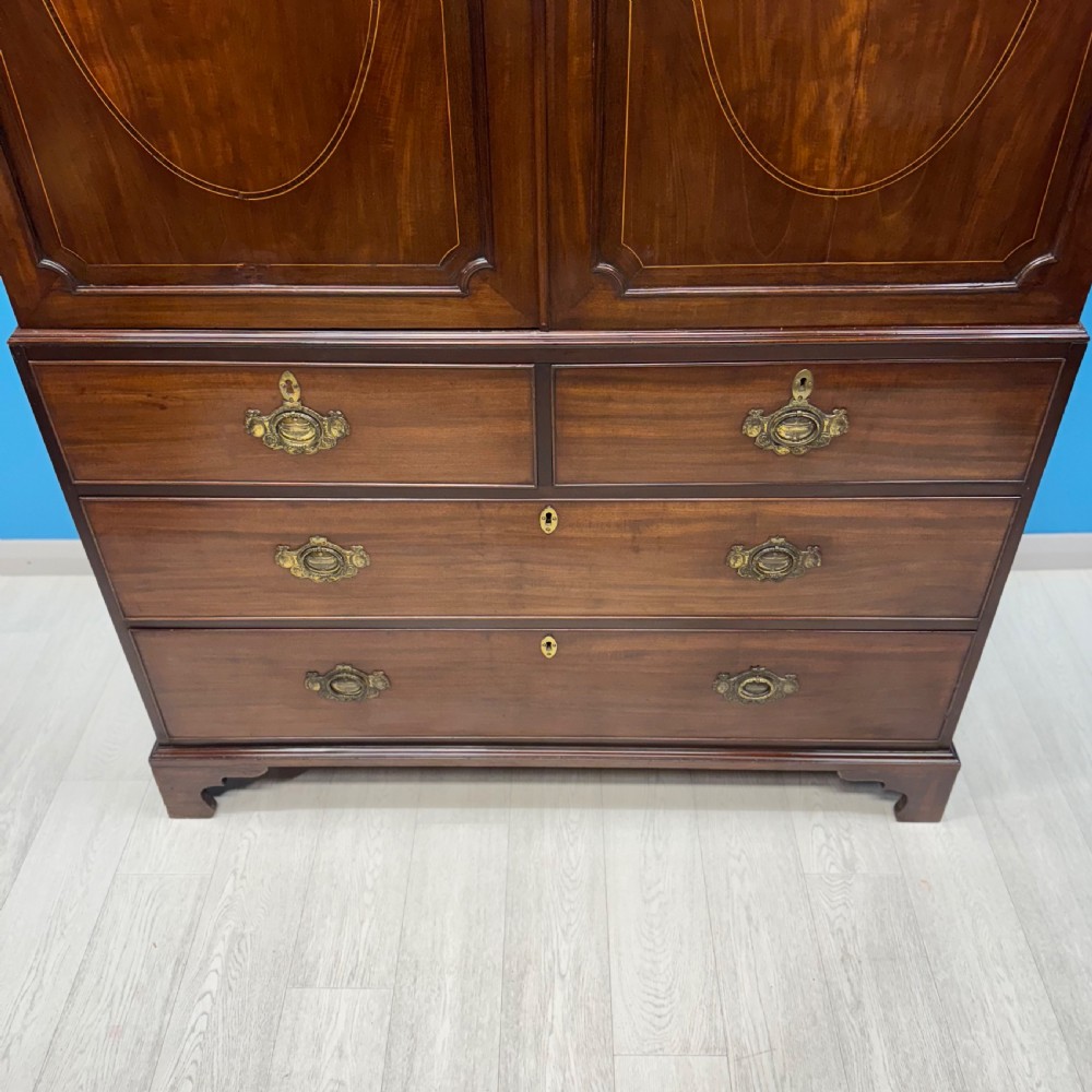 Late 18th century Georgian mahogany linen press View VI
