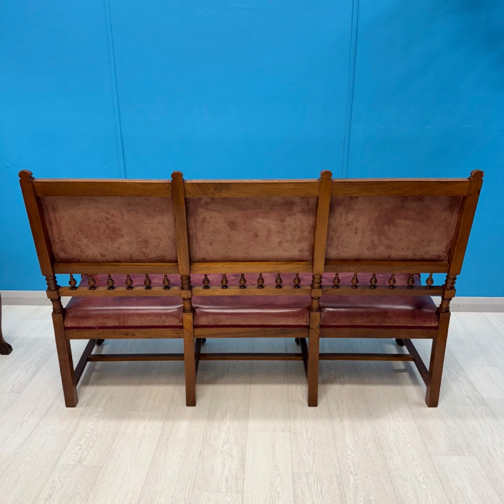 French cherrywood leather bench settle  View VII