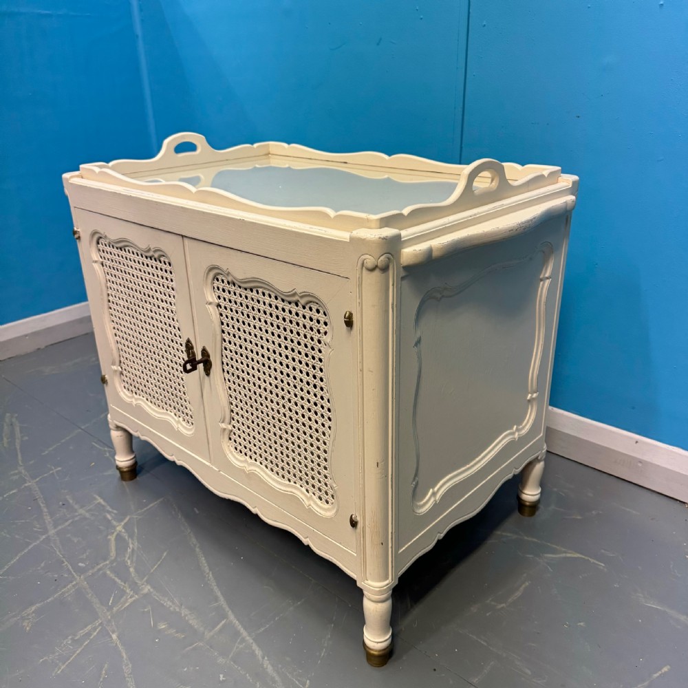 French painted cane tray top cabinet View VI