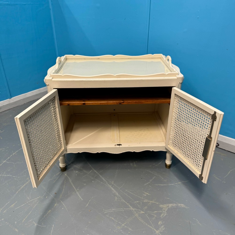 French painted cane tray top cabinet View VII