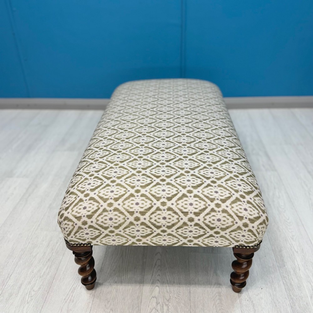 Newly upholstered barley twist footstool View VI