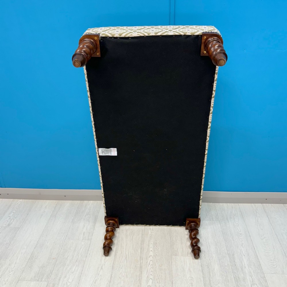 Newly upholstered barley twist footstool View VII