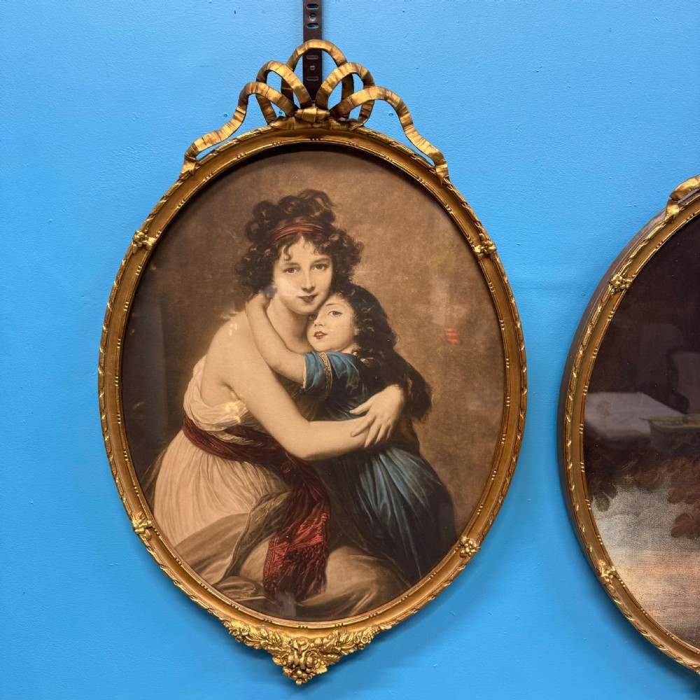 Pair of French gilt framed oval portraits View III