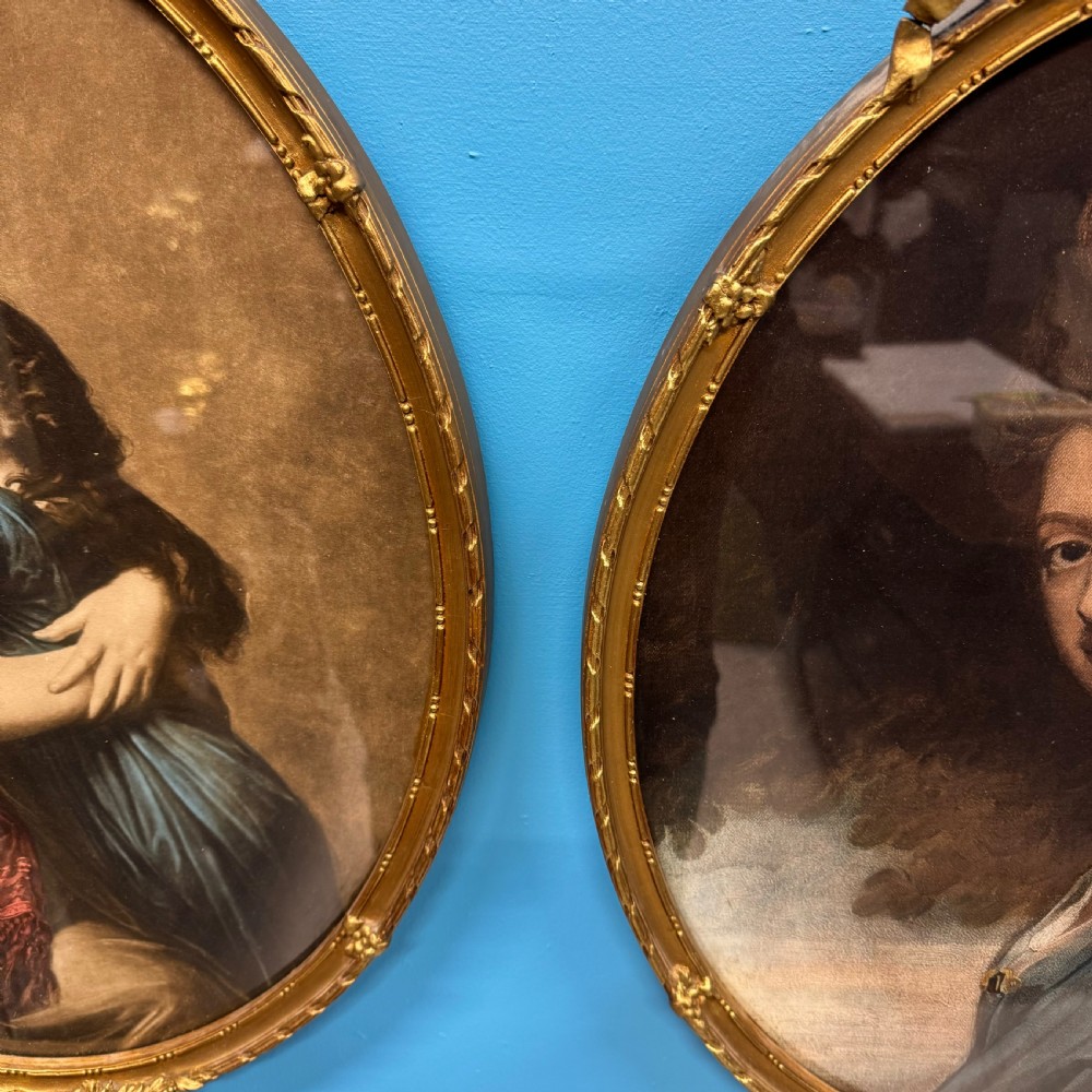 Pair of French gilt framed oval portraits View V