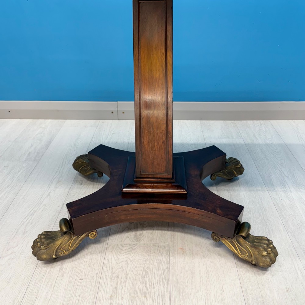 Regency rosewood card table on brass lions paw feet View VIII