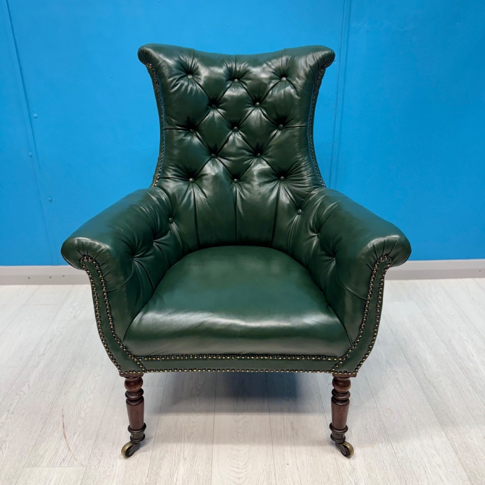 Regency buttoned leather armchair