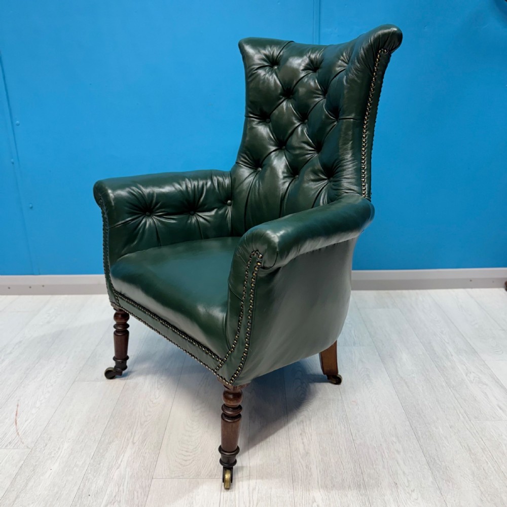 Regency buttoned leather armchair View V