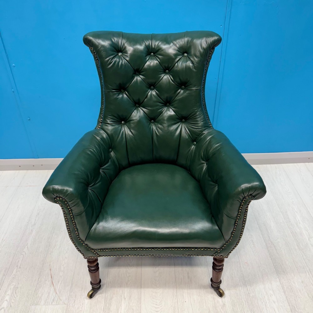 Regency buttoned leather armchair View VII