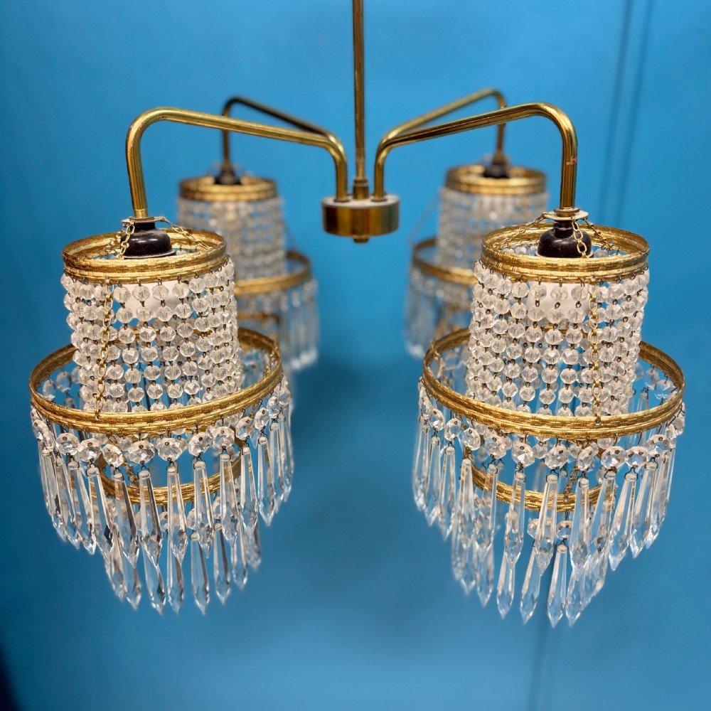 4 branch Czech cut crystal chandelier 