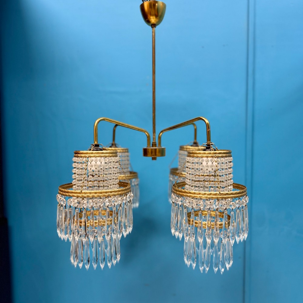 4 branch Czech cut crystal chandelier  View III