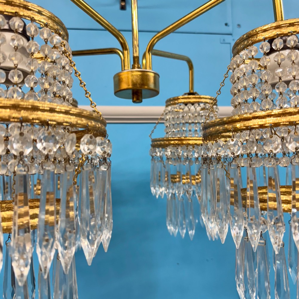 4 branch Czech cut crystal chandelier  View IV