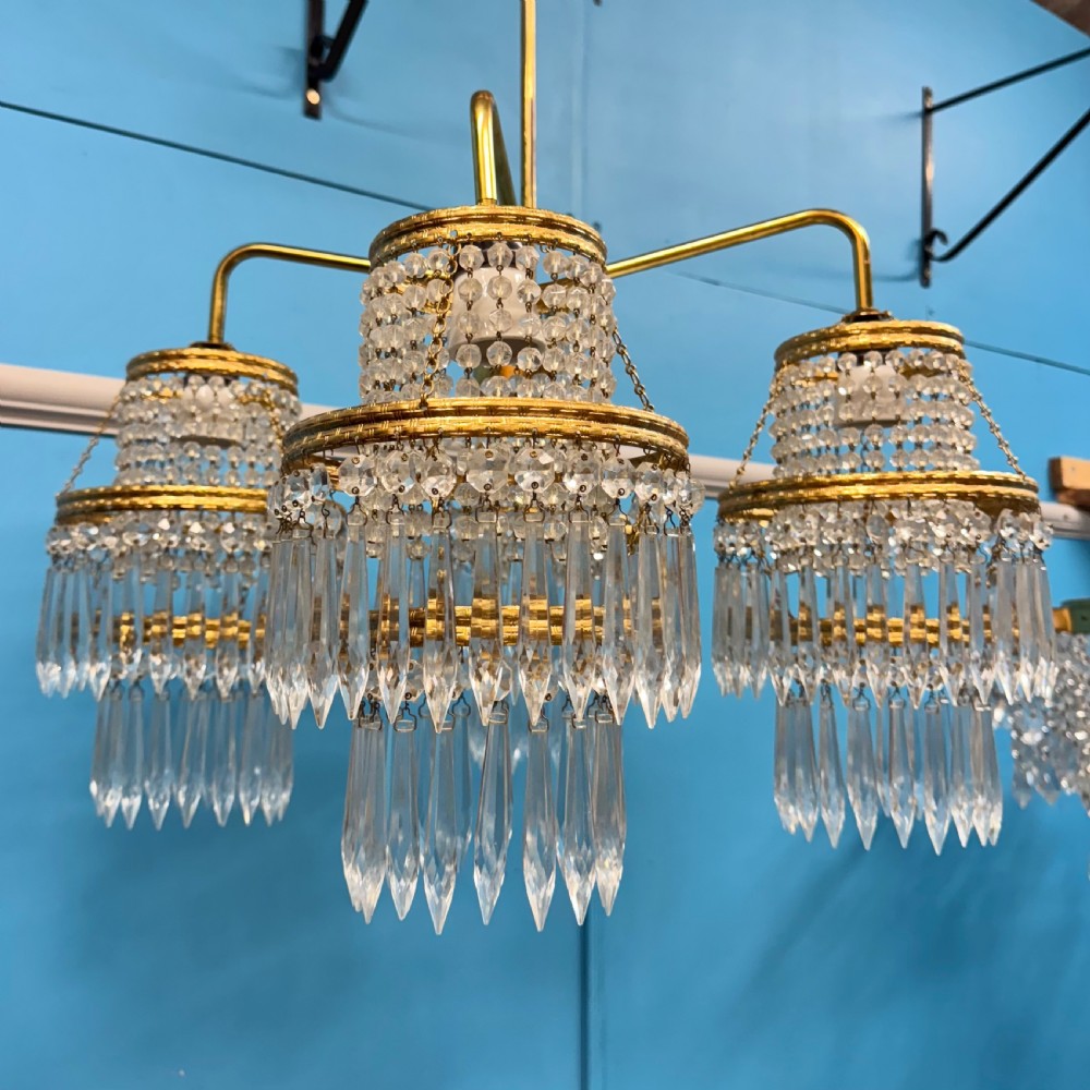 4 branch Czech cut crystal chandelier  View V