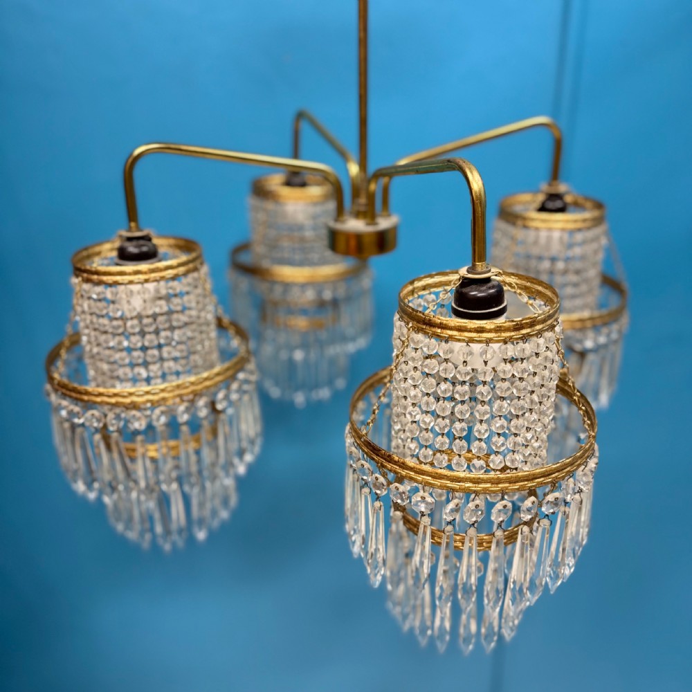 4 branch Czech cut crystal chandelier  View VI