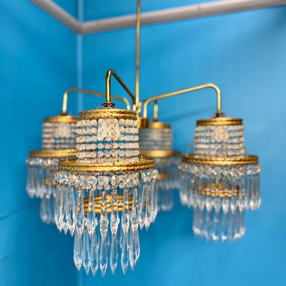 4 branch Czech cut crystal chandelier  View VII
