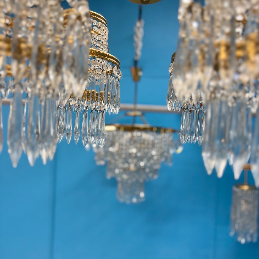 4 branch Czech cut crystal chandelier  View VIII