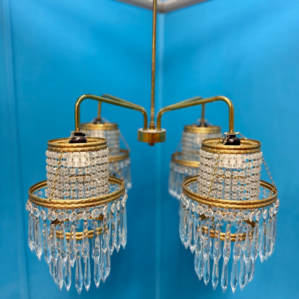 4 branch Czech cut crystal chandelier  View IX