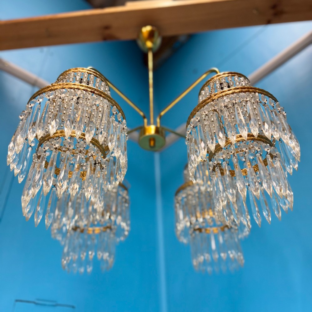 4 branch Czech cut crystal chandelier  View X