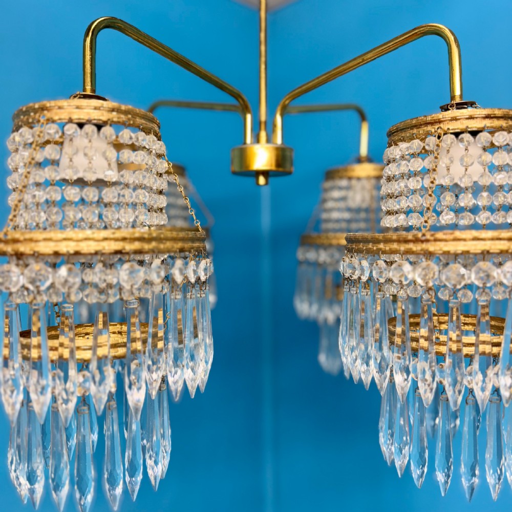 4 branch Czech cut crystal chandelier  View XI