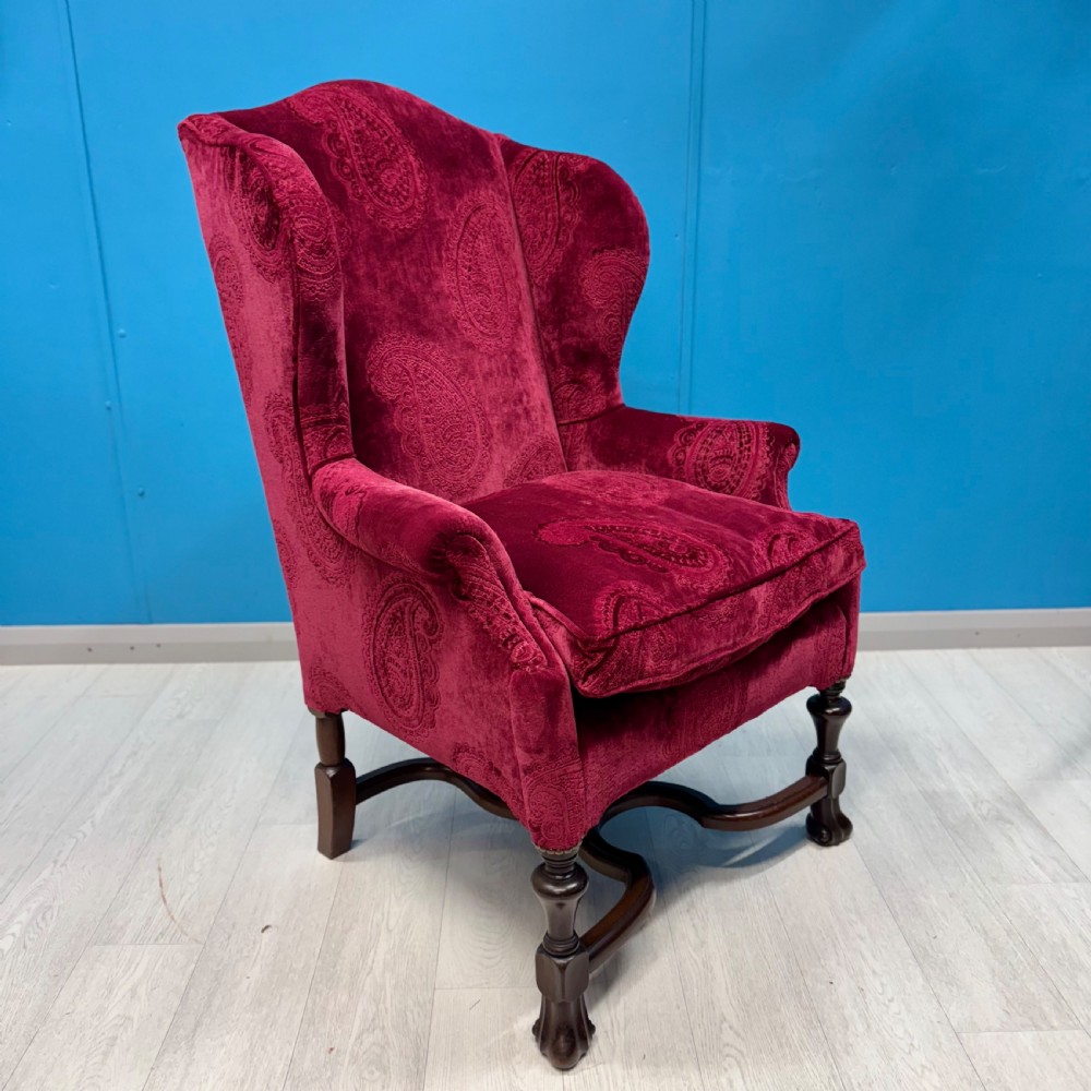 George II style wing armchair