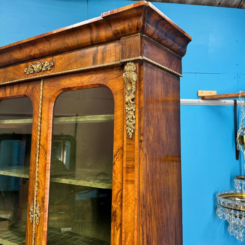 Outstanding quality walnut and brass mounted bookcase View IV