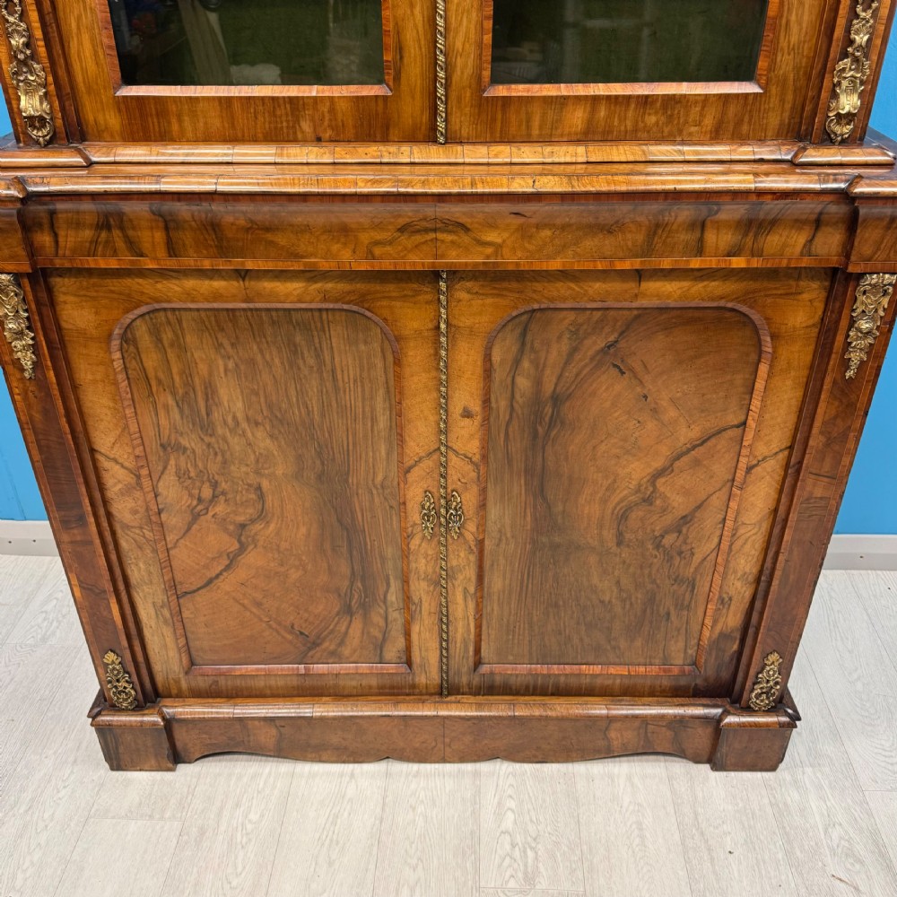 Outstanding quality walnut and brass mounted bookcase View VI