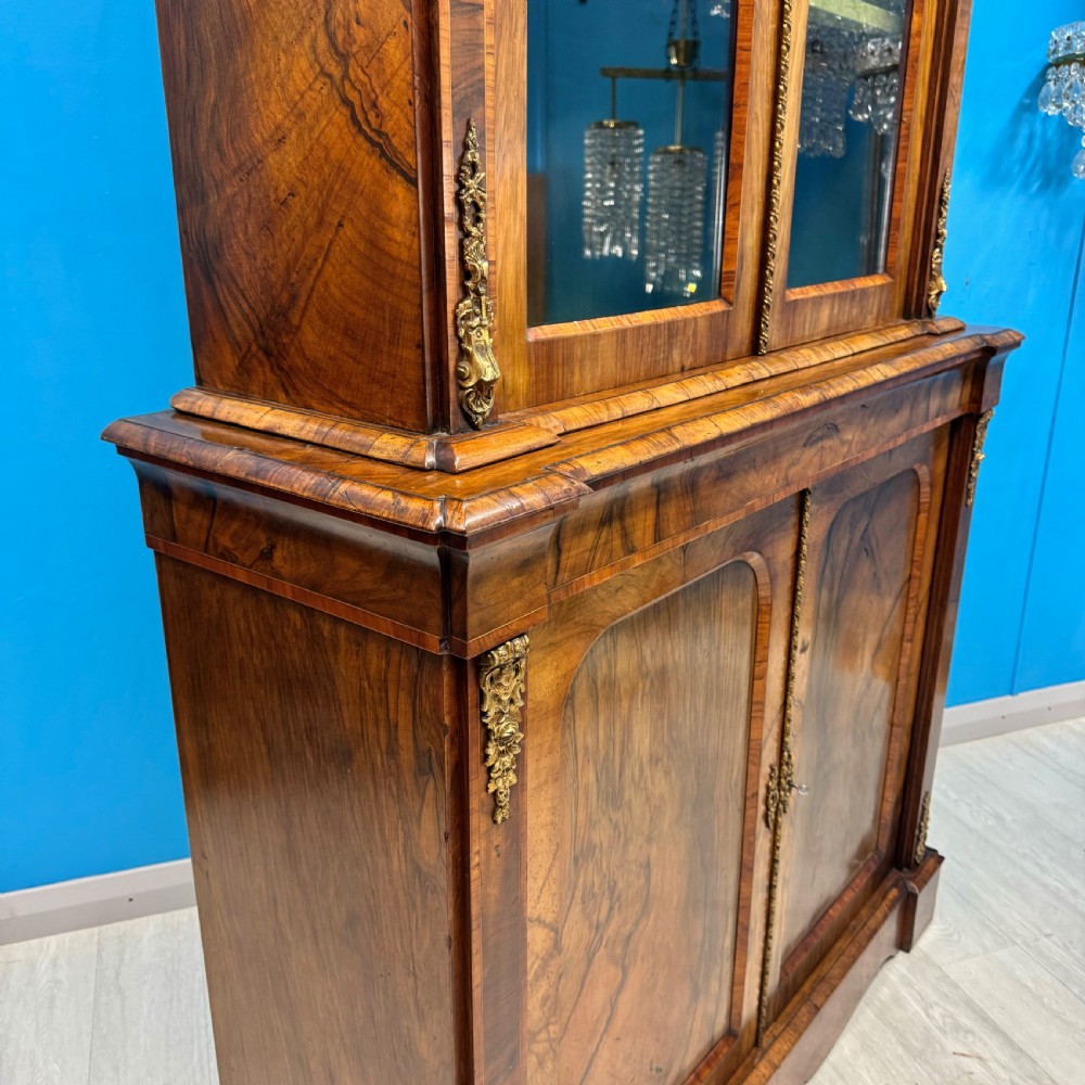 Outstanding quality walnut and brass mounted bookcase View VIII