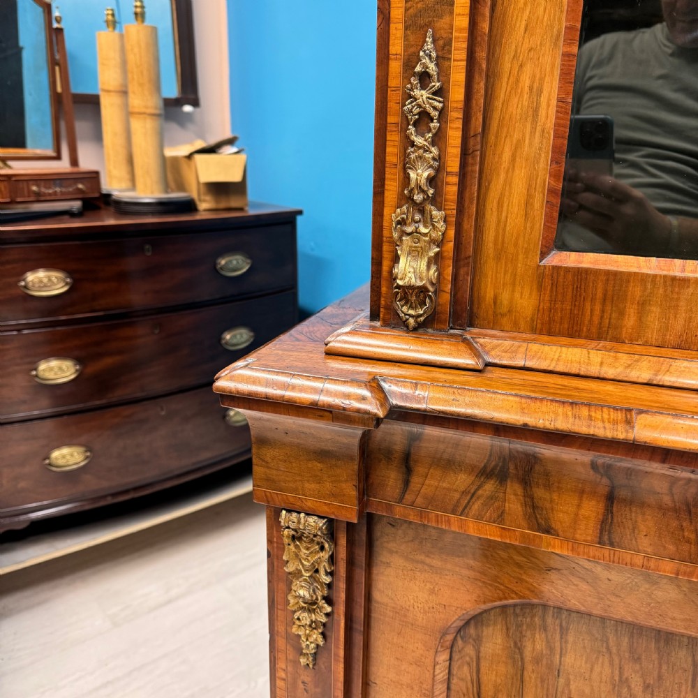 Outstanding quality walnut and brass mounted bookcase View IX