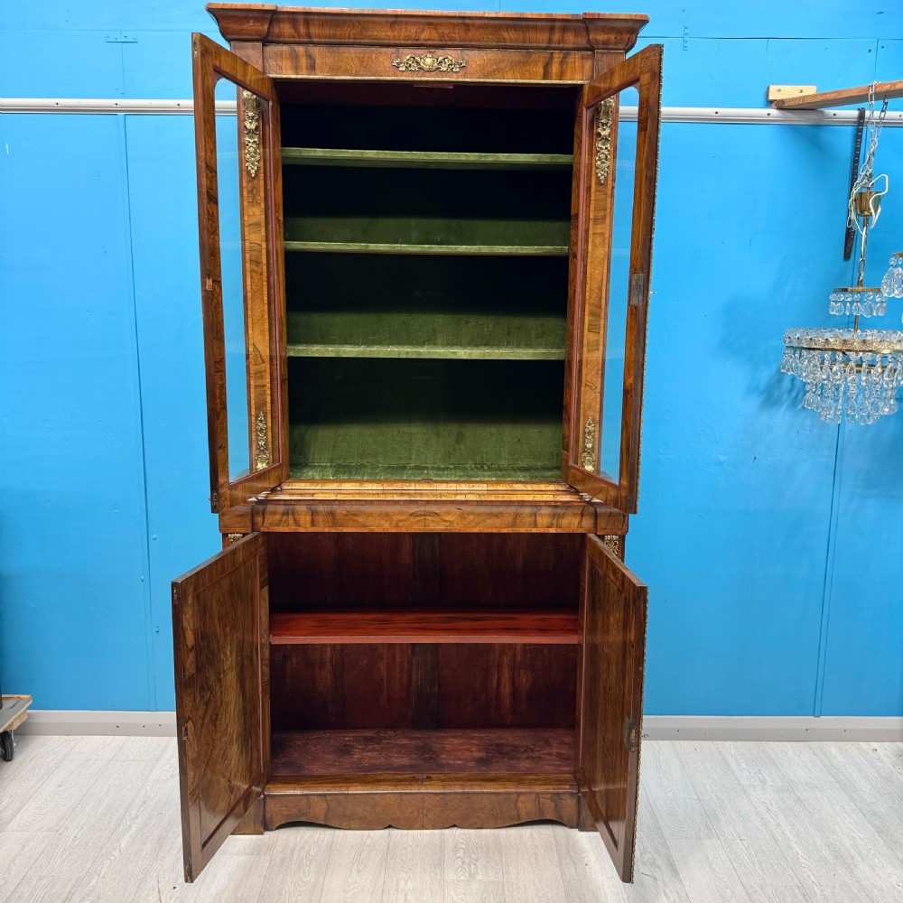 Outstanding quality walnut and brass mounted bookcase View XII
