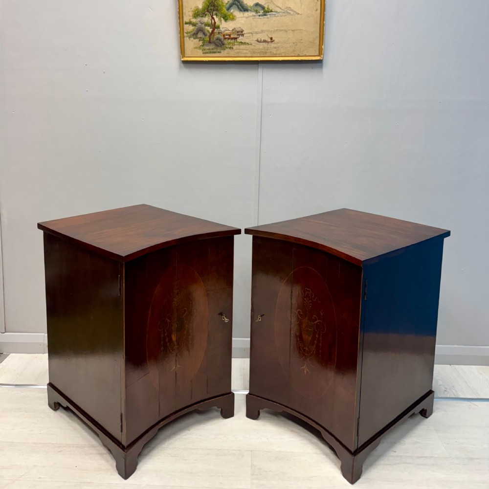 Pair of concave inlaid bedside cabinets View II