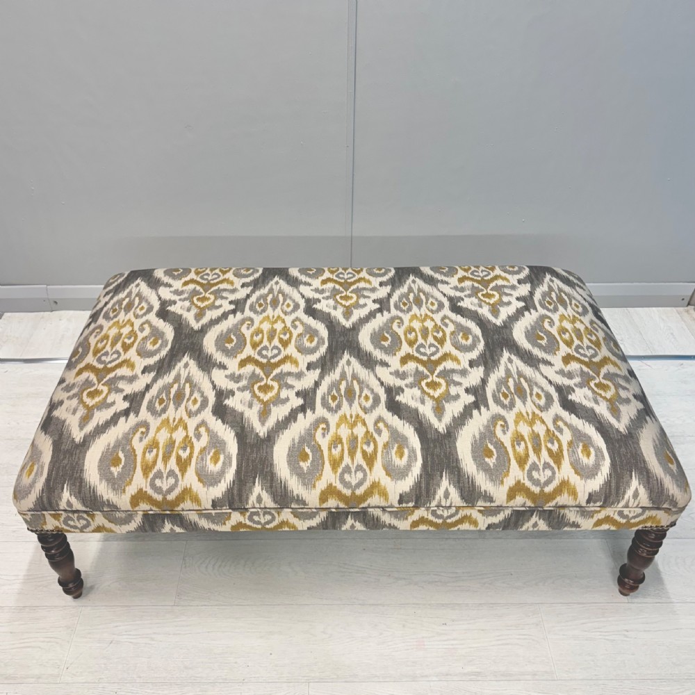 Large newly upholstered Regency footstool View IV