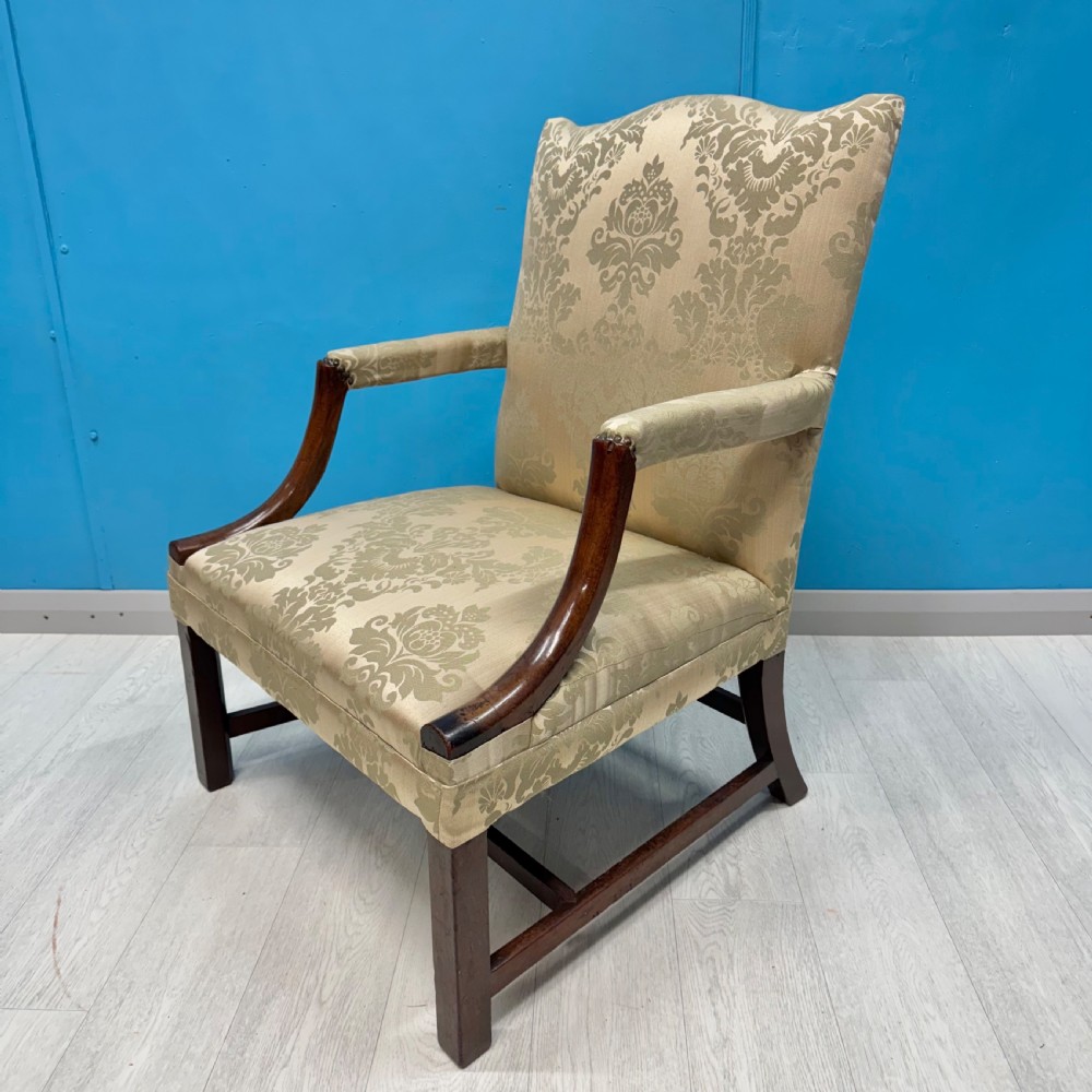 George III Gainsborough armchair newly upholstered  View III