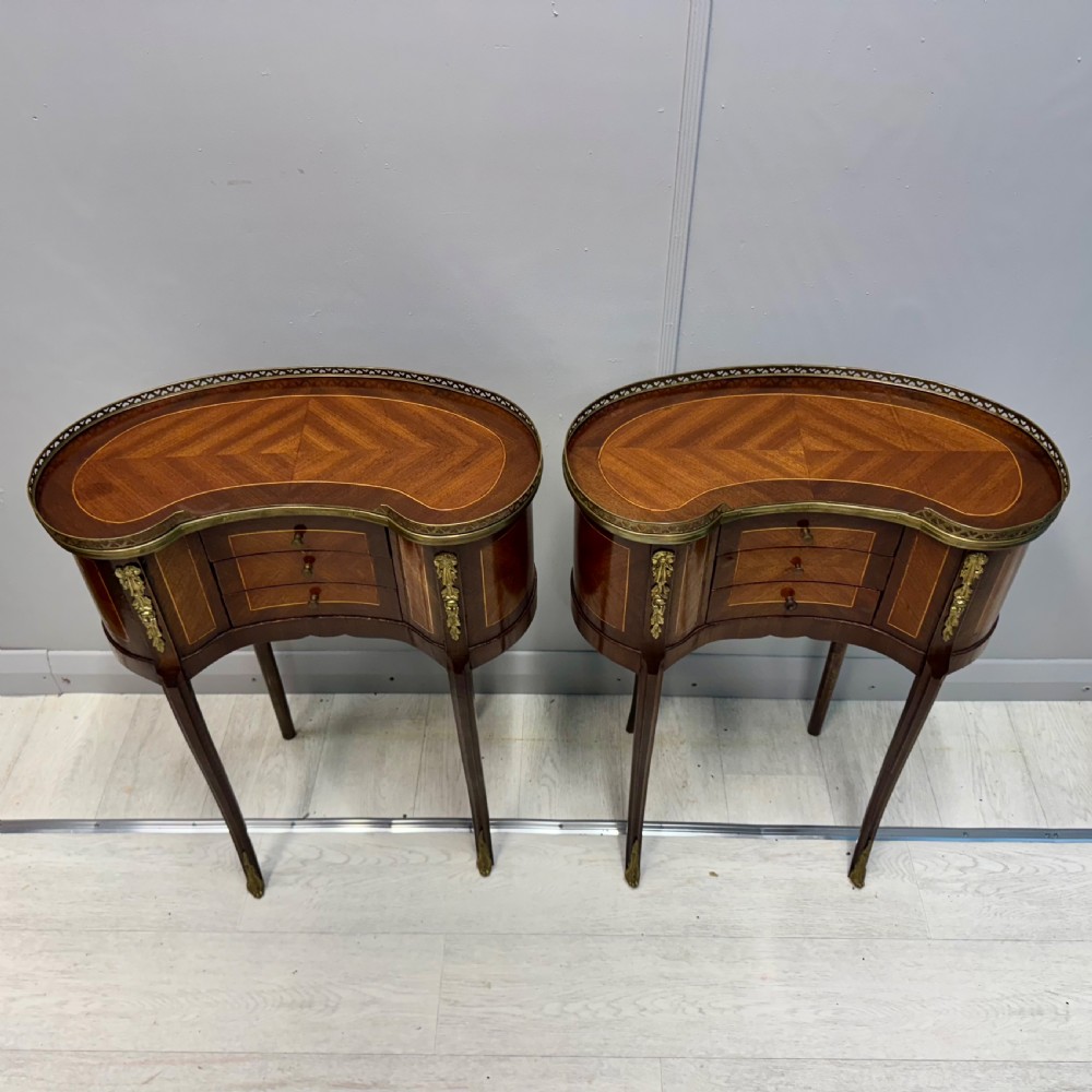 Pair of French kidney style side tables  View V