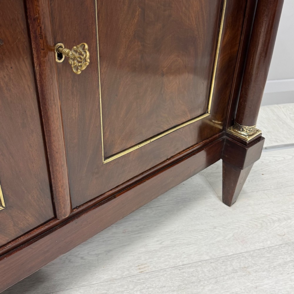 French Empire mahogany and brass inlaid cabinet View V