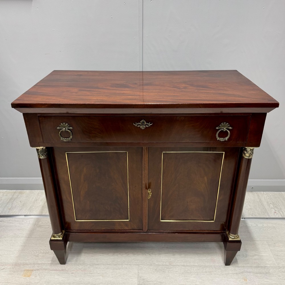 French Empire mahogany and brass inlaid cabinet View X