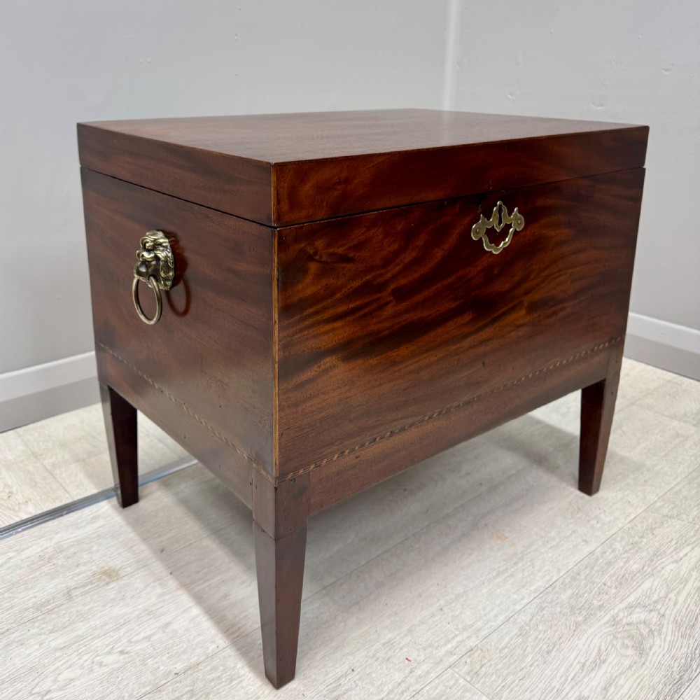 Georgian mahogany cellarette with lions mask View II