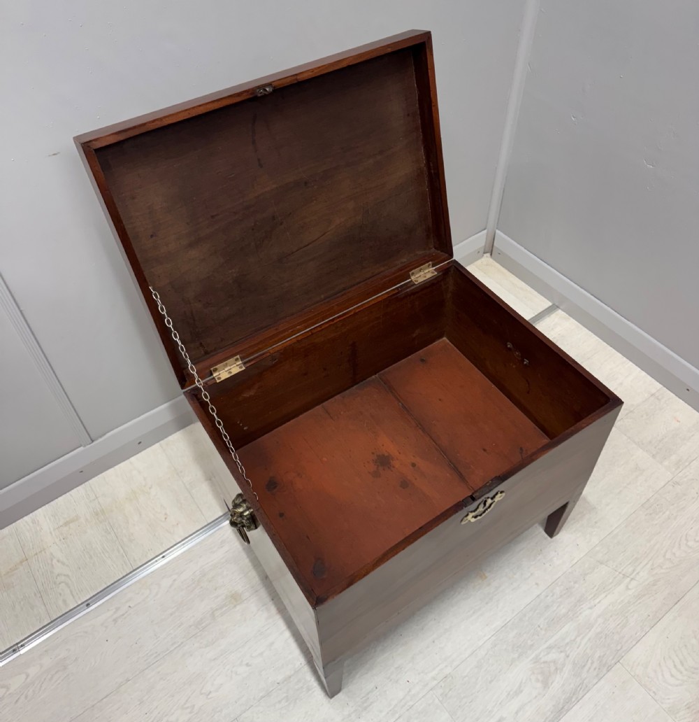 Georgian mahogany cellarette with lions mask View V