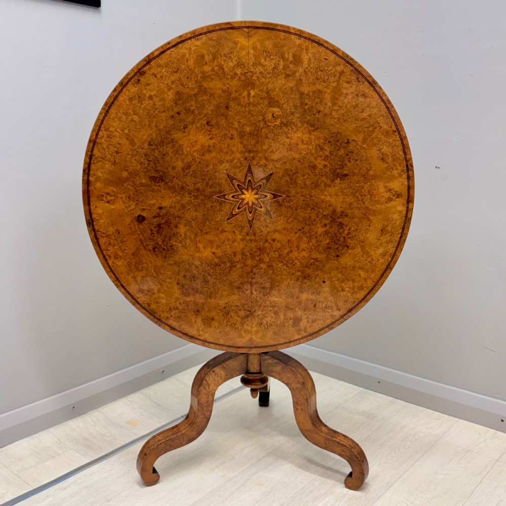 French Charles X burr elm gueridon centre table