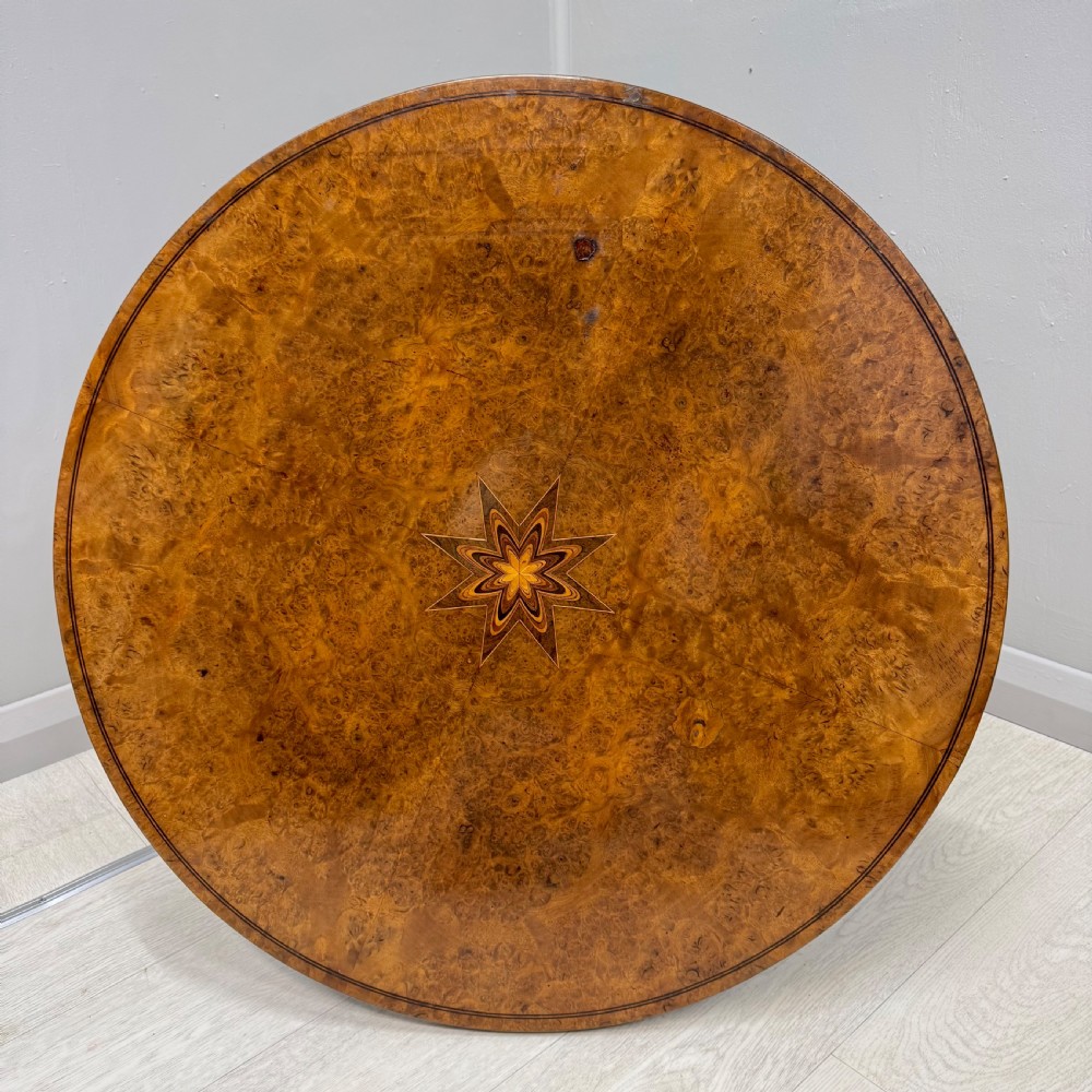 French Charles X burr elm gueridon centre table View VI
