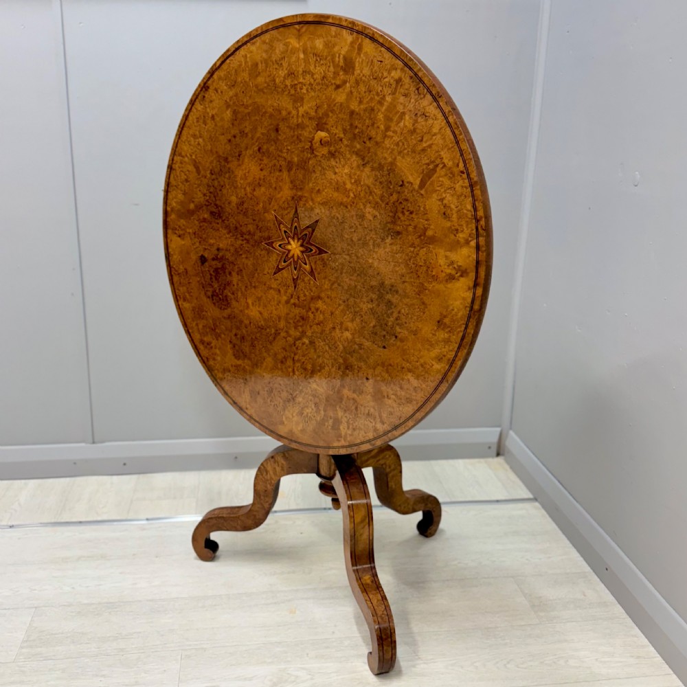 French Charles X burr elm gueridon centre table View VII