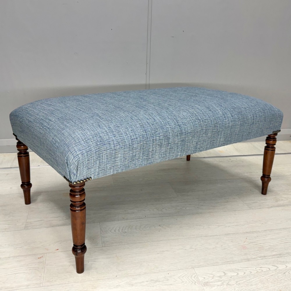 Newly upholstered turned leg footstool  View IV