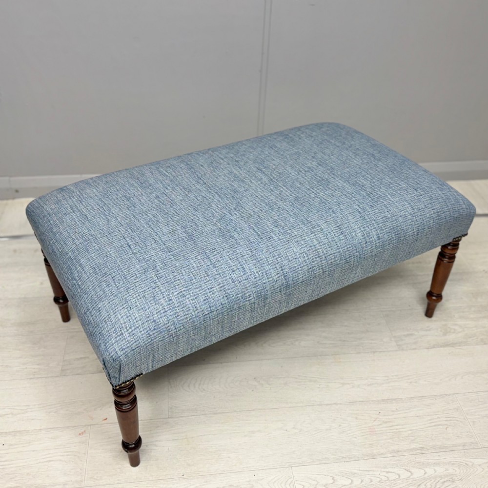 Newly upholstered turned leg footstool  View VI