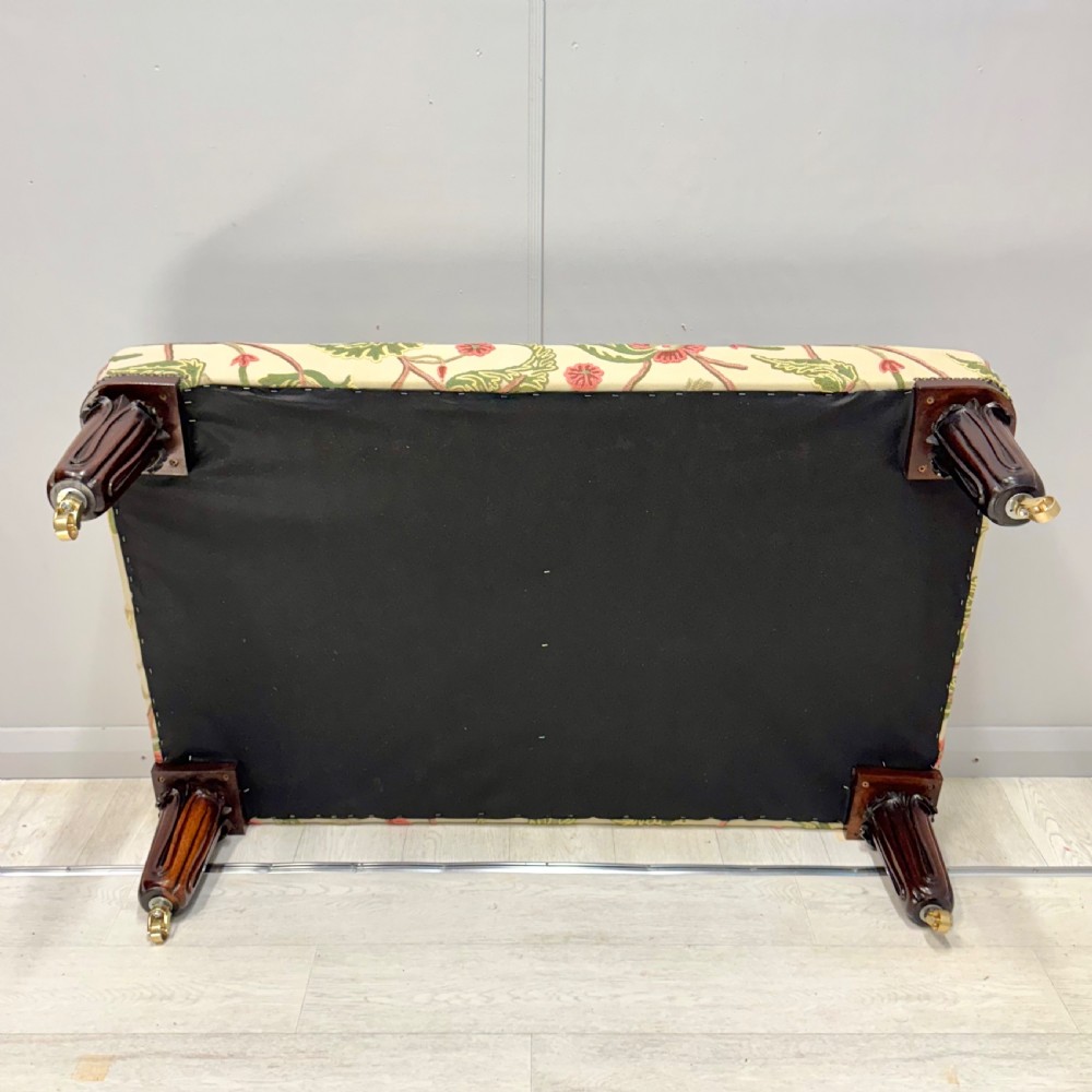 Large newly upholstered footstool on George IV legs View VIII