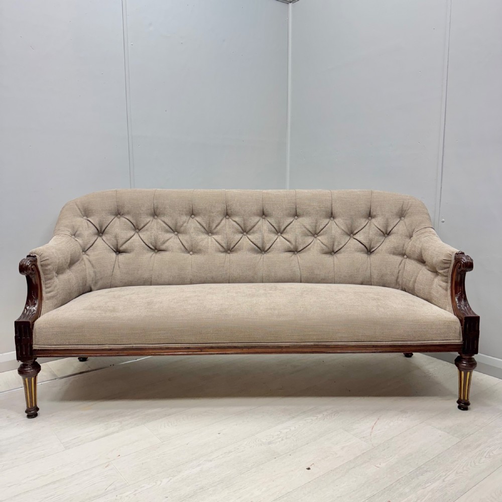 Early 19th century 3 seat sofa with gilt highlights