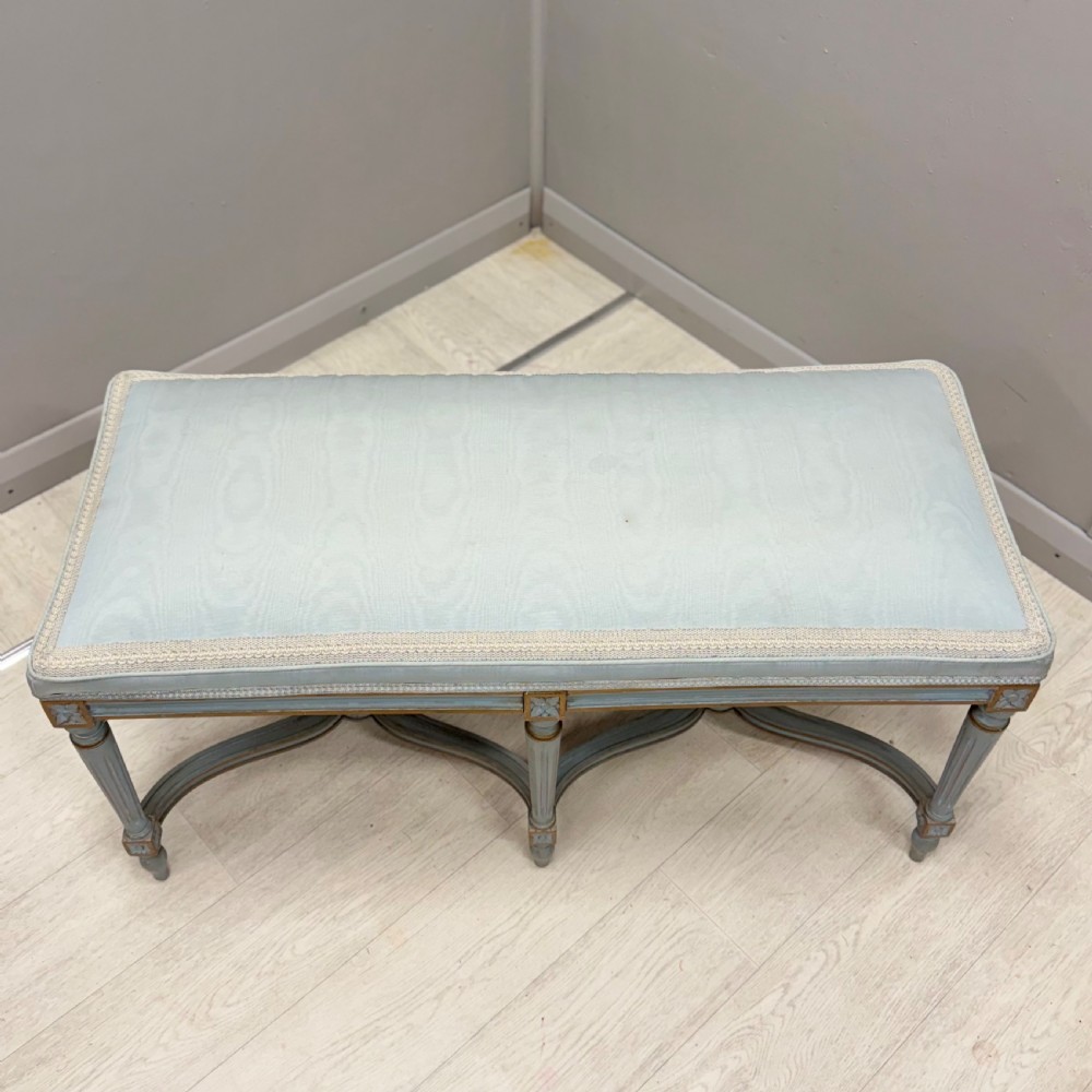 French Louis xvi style window seat in powder blue and gilt View V