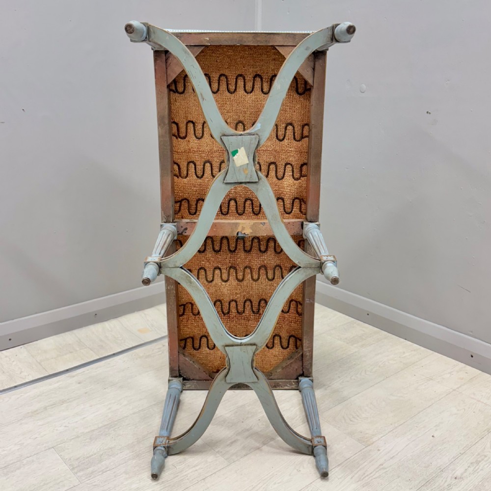 French Louis xvi style window seat in powder blue and gilt View VIII