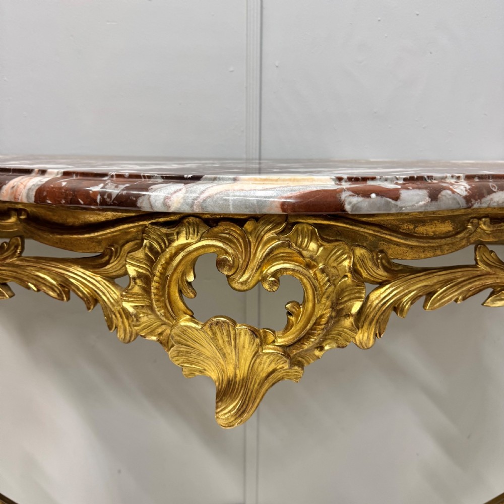 19th century French gilt console table with marble top View II