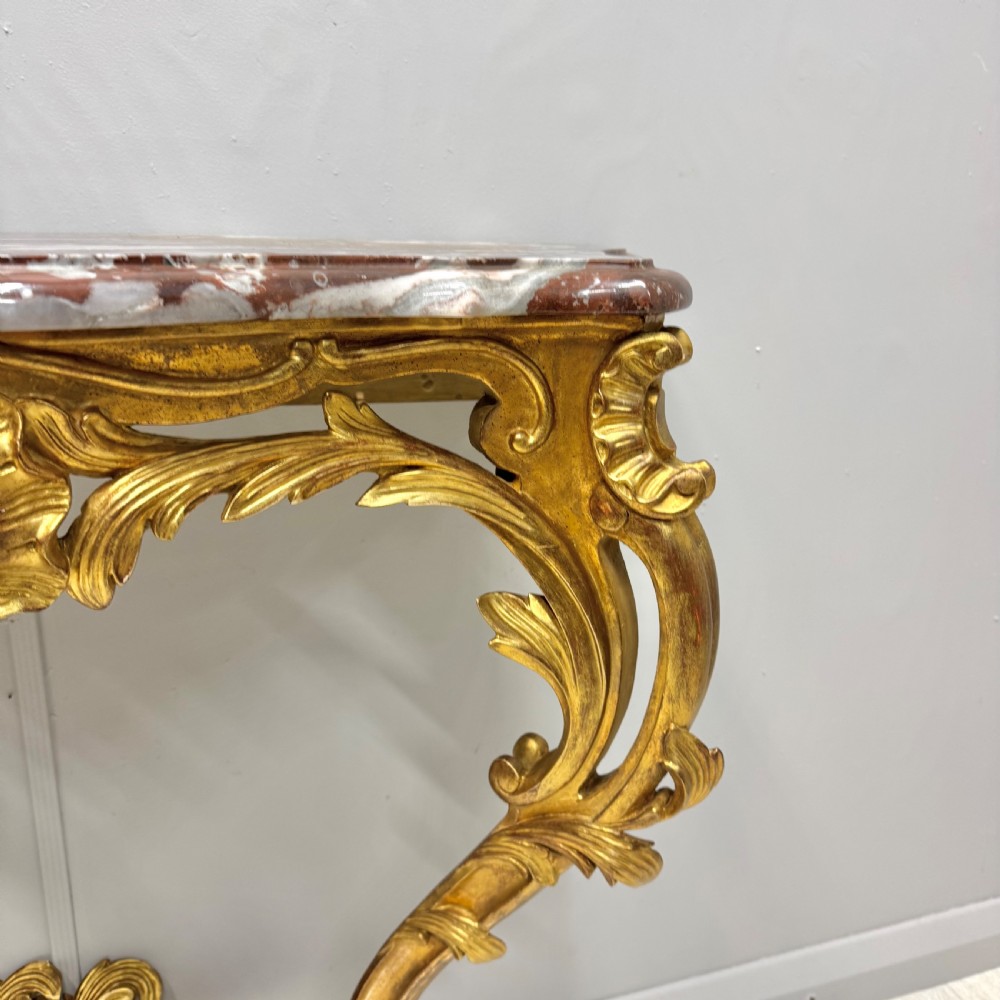 19th century French gilt console table with marble top View III