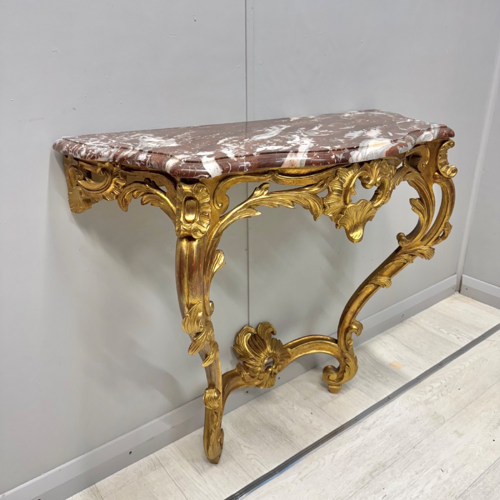 19th century French gilt console table with marble top View VIII