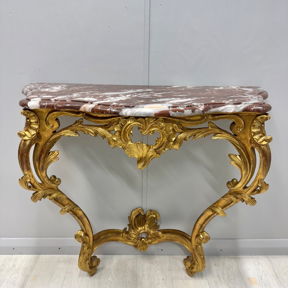 19th century French gilt console table with marble top View IX
