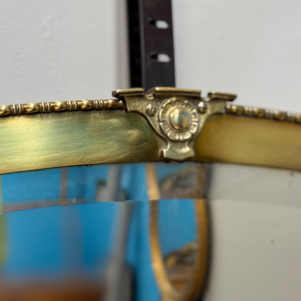 Edwardian brass oval mirror with bevelled glass View III